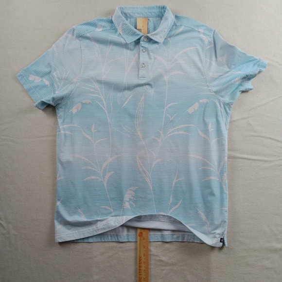 Nat Nast Luxury Originals Mens XL Polo Shirt Blue White Striped Leaf Print - Picture 10 of 11